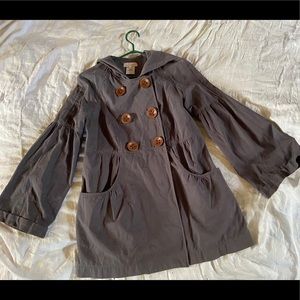 LaRok Blue Snap Button Hooded Bell Sleeve Jacket